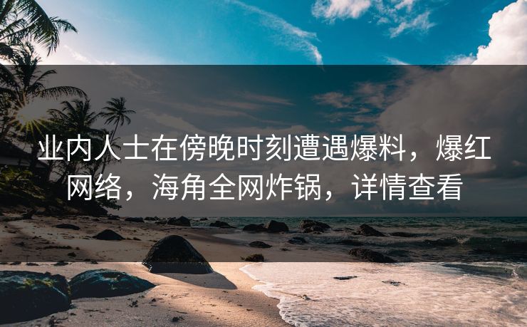 业内人士在傍晚时刻遭遇爆料，爆红网络，海角全网炸锅，详情查看