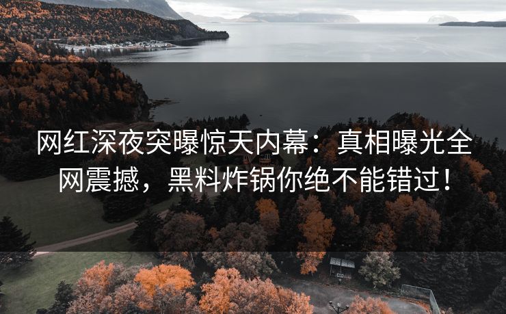 网红深夜突曝惊天内幕：真相曝光全网震撼，黑料炸锅你绝不能错过！