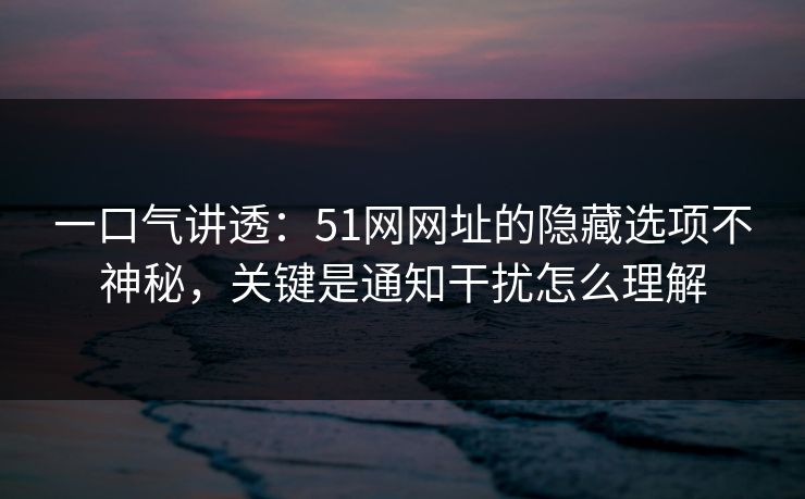 一口气讲透：51网网址的隐藏选项不神秘，关键是通知干扰怎么理解